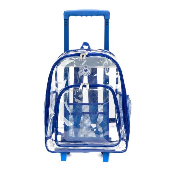 17" Rolling Clear Backpack Heavy Duty See Through Daypack with Wheels-Black - Picture 6 of 7